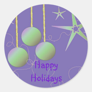 Happy Holidays Iridescent Designs Classic Round Sticker