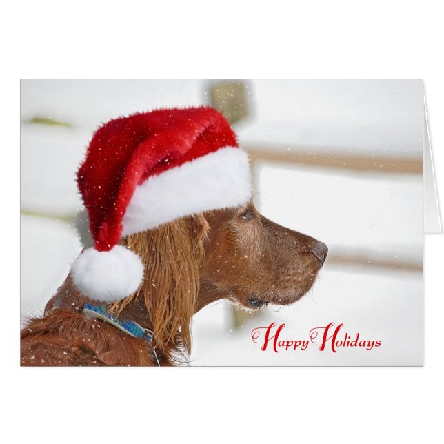 Happy Holidays Irish Setter (Front Horizontal)