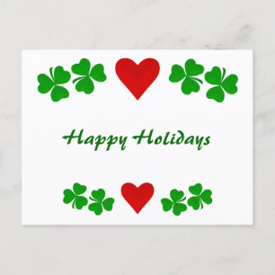Happy Holidays Irish Shamrock blessing Card