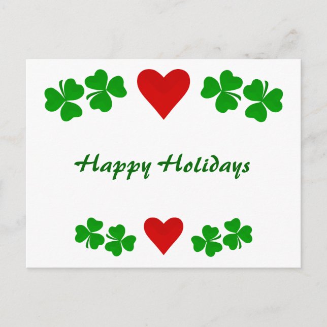 Happy Holidays Irish Shamrock blessing Card (Front)