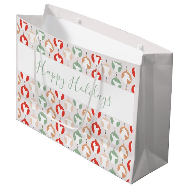 Happy Holidays Italian Greyhound Iggy  Christmas Large Gift Bag (Front Angled)