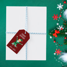 Happy Holidays Jolly Elf Christmas Gift Tag