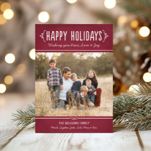 Happy Holidays Joy Love and Peace Photo Holiday Card