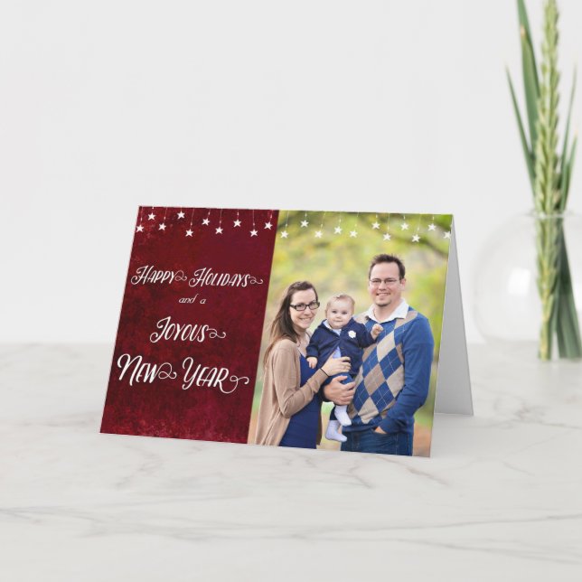 Happy Holidays / Joyous New Year Photo Holiday Card (Front)