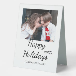 Happy holidays kids family photo modern gifts text