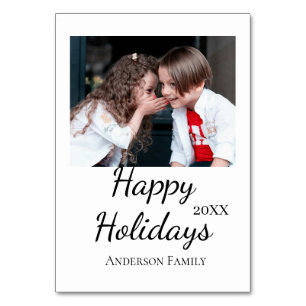 Happy holidays kids family photo modern gifts text table number