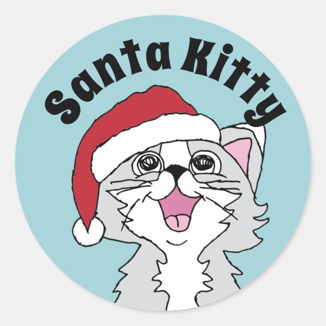 Happy Holidays Kitten Merry Christmas Cats Images  Classic Round Sticker (Front)