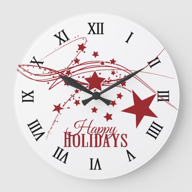 Happy Holidays Large Clock (Front)
