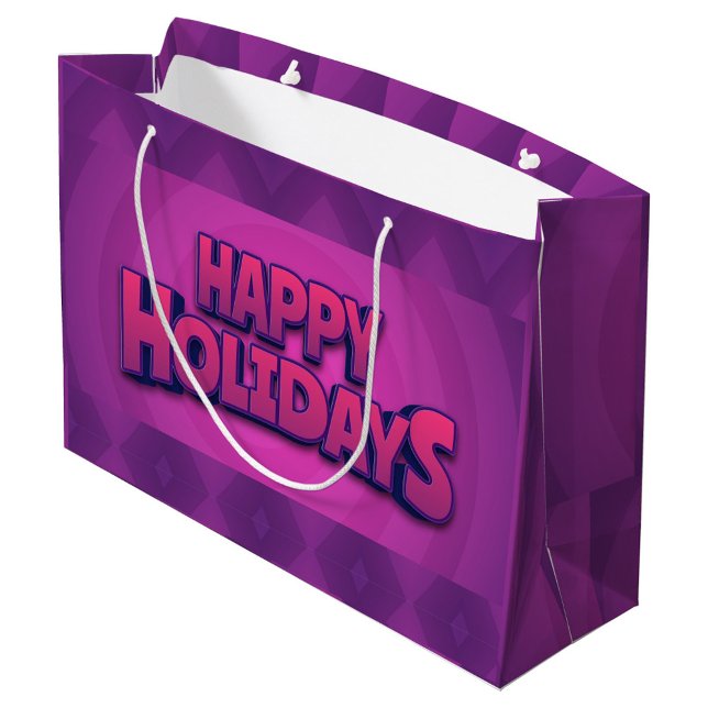 Happy Holidays Large Gift Bag (A vibrant purple holiday gift bag with bold "Happy Holidays" text!)