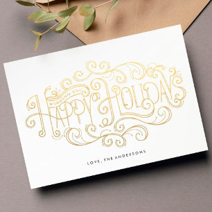 Happy Holidays Lettering Christmas Card
