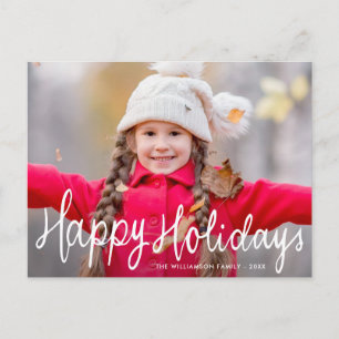 Happy holidays lettering christmas photo card