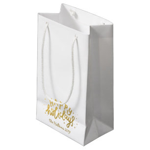 Happy Holidays Lettering Foil Gold Christmas Small Gift Bag