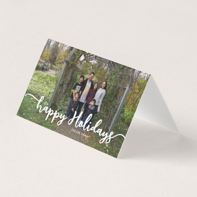 Happy Holidays Lettering Modern Family Photo Chic (Front)