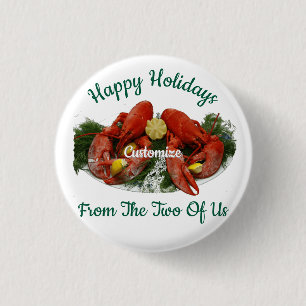 Happy Holidays Lobster Dinner Thunder_Cove 3 Cm Round Badge