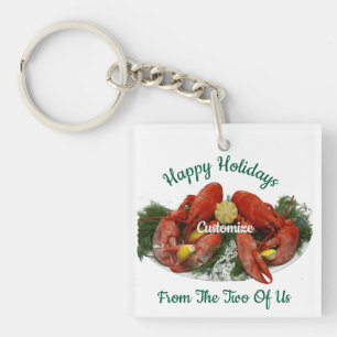 Happy Holidays Lobster Dinner Thunder_Cove Key Ring