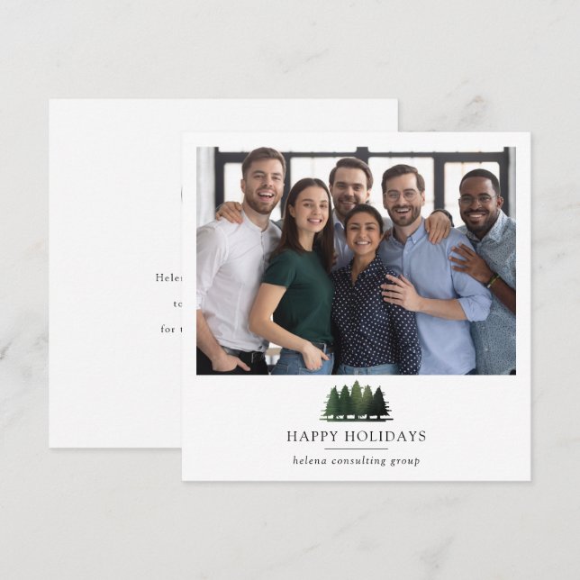 Happy Holidays Logo Corporate Christmas Photo Holiday Card (Front/Back)