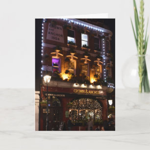 Happy Holidays London UK Christmas Lights Pub Card