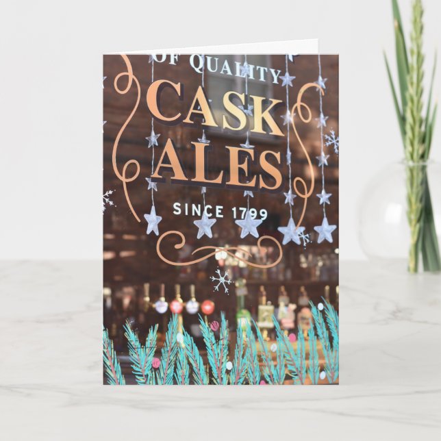 Happy Holidays London UK Christmas Pub Window Card (Front)