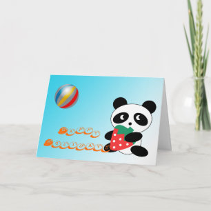 Happy Holidays ! Lovely panda with strawberry Holiday Card