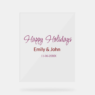happy holidays maron name date winter christmas bo acrylic sign