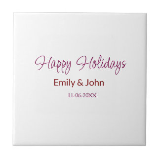 happy holidays maron name date winter christmas bo tile