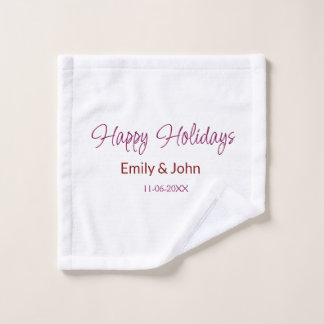 happy holidays maron name date winter christmas bo wash cloth