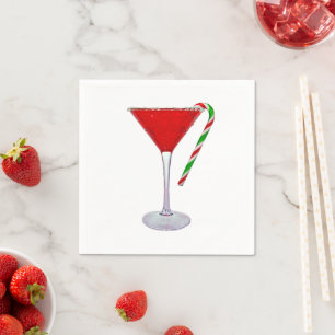Happy Holidays Martini Glass  Napkin