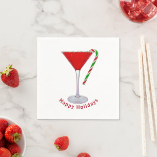 Happy Holidays Martini Glass  Napkin
