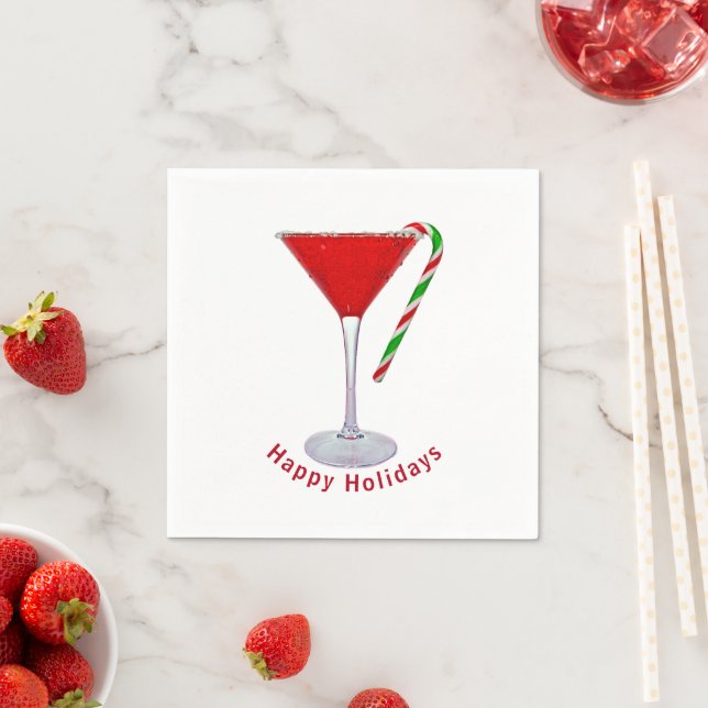 Happy Holidays Martini Glass  Napkin (Insitu)