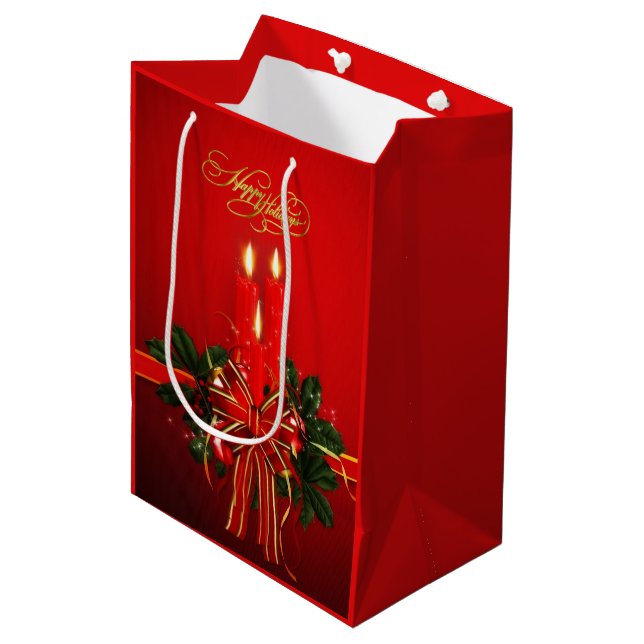 Happy Holidays Medium Gift Bag (Front Angled)