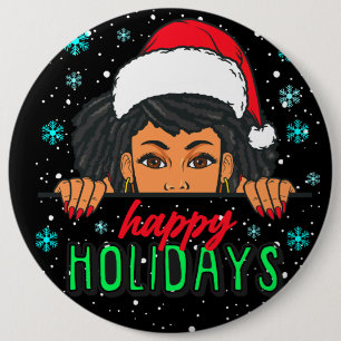 Happy Holidays melanin Christmas Black Girl Magic 6 Cm Round Badge