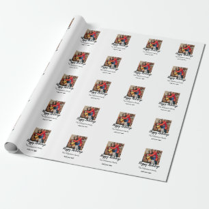 Happy Holidays merry Christmas add family name ph Wrapping Paper
