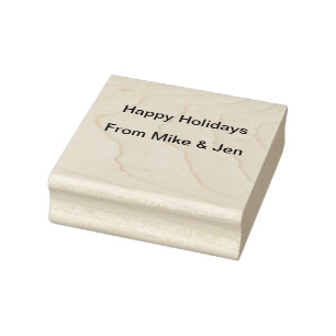 Happy holidays merry Christmas add name from with  Rubber Stamp