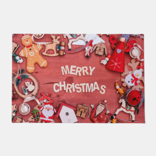Happy Holidays   Merry Christmas Collage Doormat