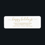 Happy Holidays Merry Christmas Elegant Gold Script<br><div class="desc">Simple Modern Faux Gold Happy Holidays Merry Christmas Script Holiday Return Address Label</div>