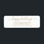 Happy Holidays Merry Christmas Elegant Gold Script<br><div class="desc">Simple Modern Faux Gold Happy Holidays Merry Christmas Script Holiday Return Address Label</div>