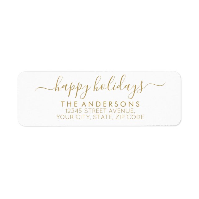 Happy Holidays Merry Christmas Elegant Gold Script (Front)