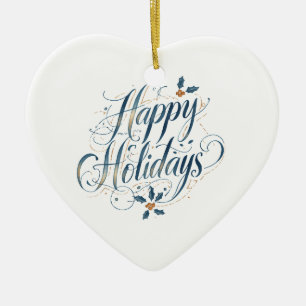 Happy Holidays Merry Christmas Family New Year Ceramic Tree Decoration
