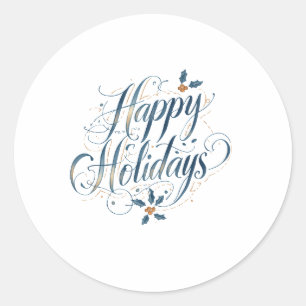 Happy Holidays Merry Christmas Family New Year Classic Round Sticker