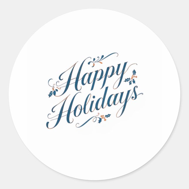 Happy Holidays Merry Christmas Family New Year Classic Round Sticker (Front)
