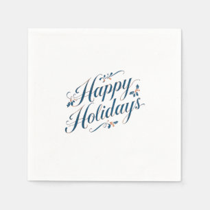 Happy Holidays Merry Christmas Family New Year Napkin