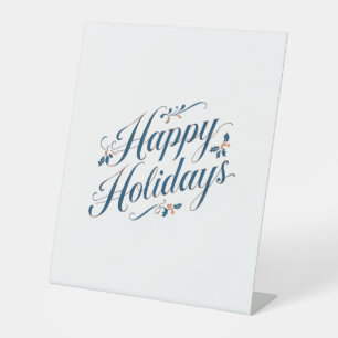 Happy Holidays Merry Christmas Family New Year Pedestal Sign