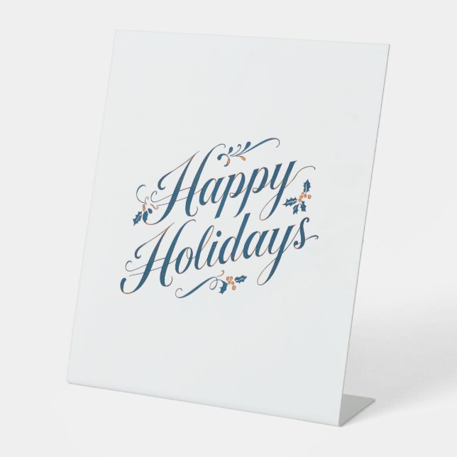 Happy Holidays Merry Christmas Family New Year Pedestal Sign (Front)