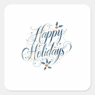 Happy Holidays Merry Christmas Family New Year Square Sticker