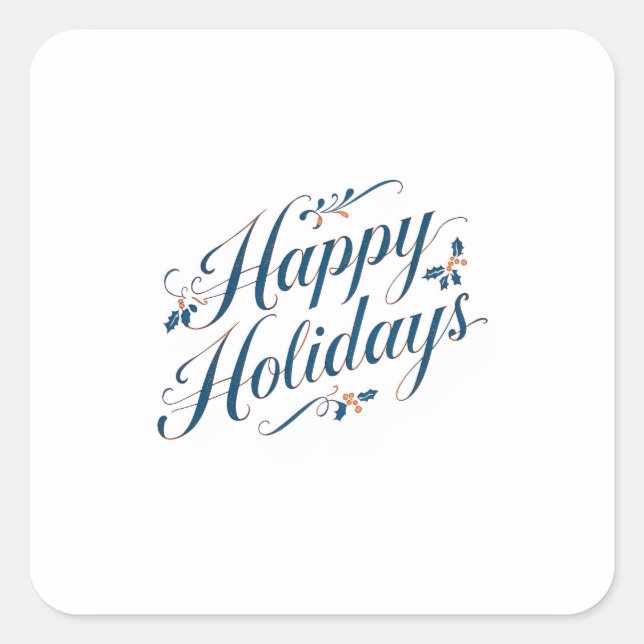 Happy Holidays Merry Christmas Family New Year Square Sticker (Front)