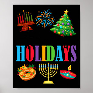 Happy Holidays Merry Christmas Happy Hanukkah Happ Poster