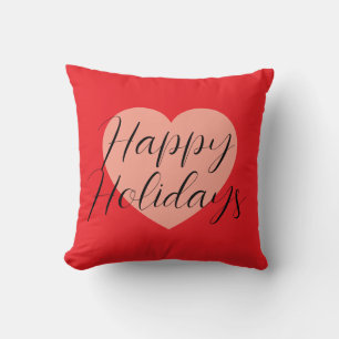 Happy Holidays Merry Christmas Holiday Time Heart Cushion
