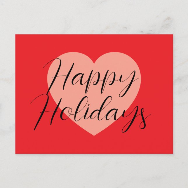 Happy Holidays Merry Christmas Holiday Time Heart Postcard (Front)