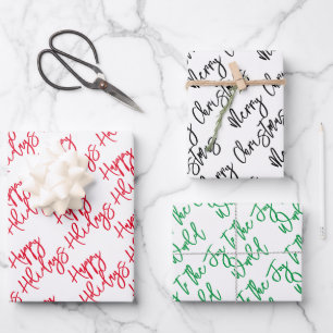 Happy Holidays Merry Christmas Joy to the World Wrapping Paper Sheet