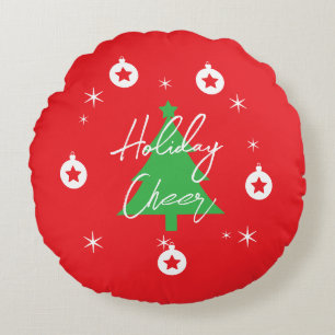 Happy Holidays Merry Christmas New Year Round Cushion
